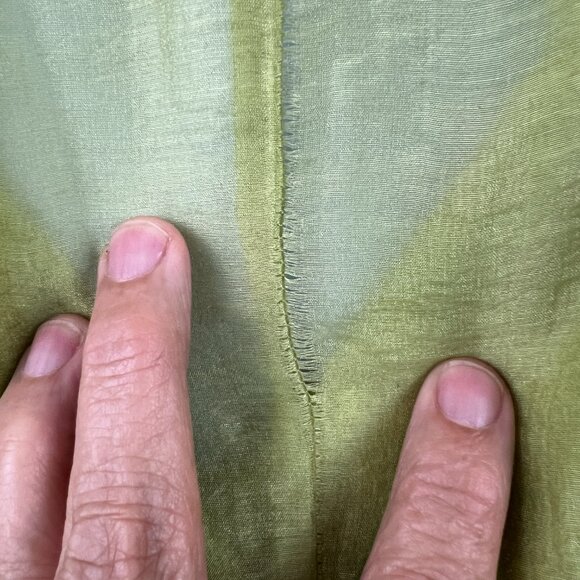 Vintage Design Today's Sheer Chartreuse Fit n Flair Bell Sleeve Midi Dress Sz L - Picture 8 of 8